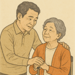 母の介護費用等で自己破産をした60代男性のイラスト