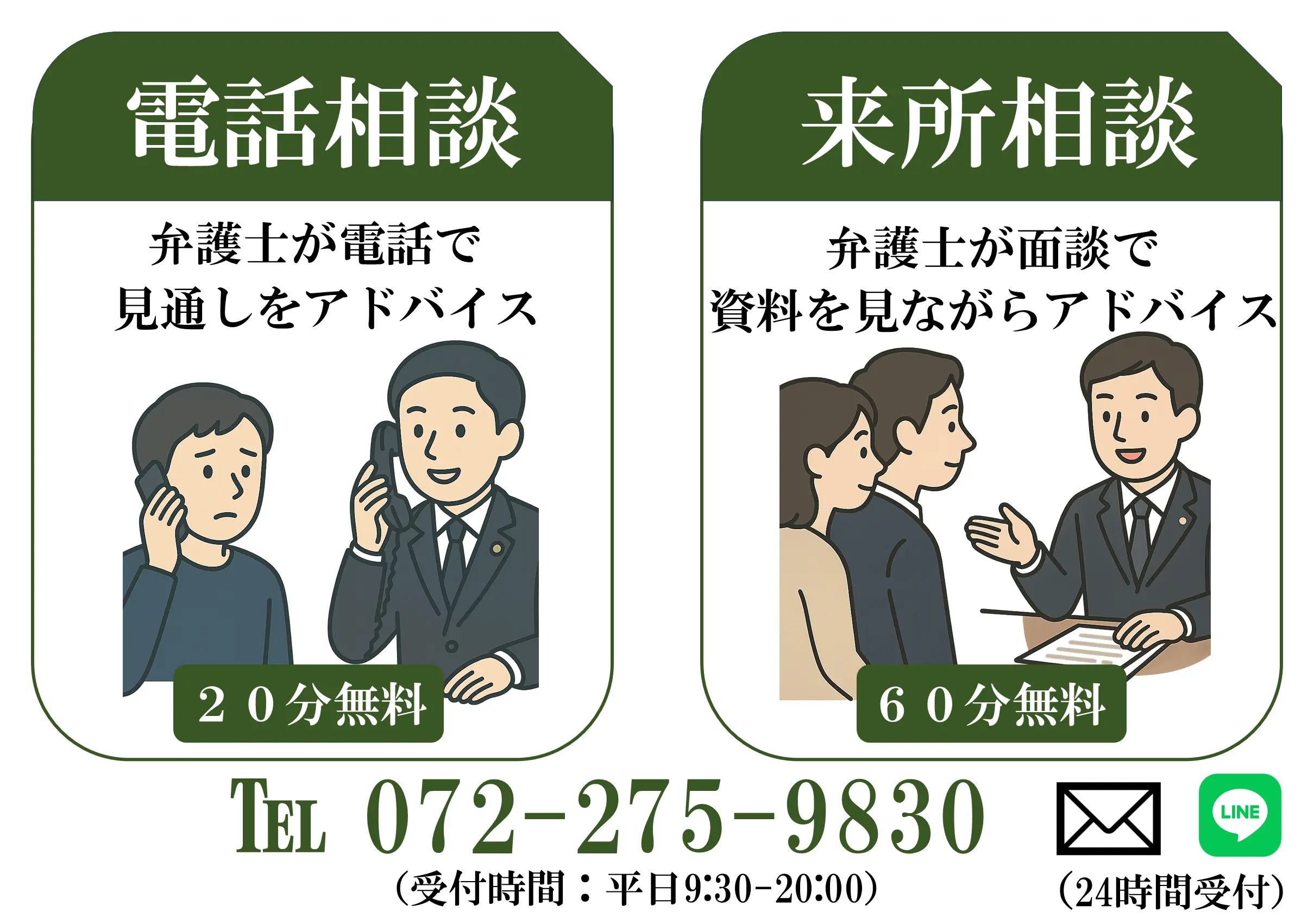 弁護士に電話相談又は面談相談